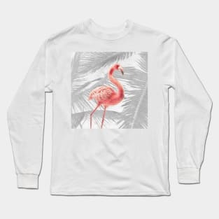 Grey + Pink Tropical Flamingo Long Sleeve T-Shirt